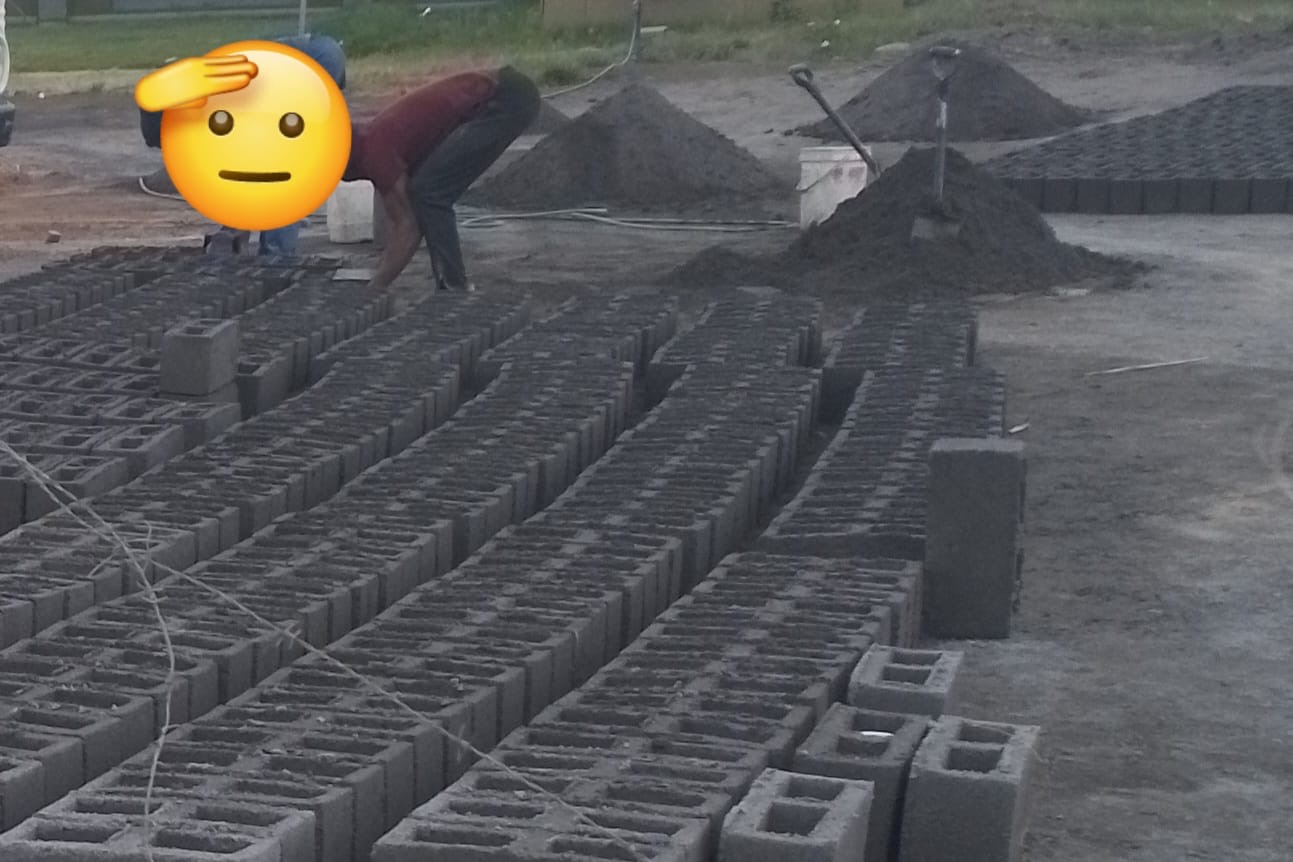 Eco-blocks arranged at the production site